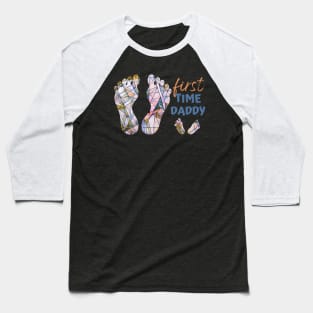 First Time Daddy Happy Father's Day Mosaic Feet Design Baseball T-Shirt